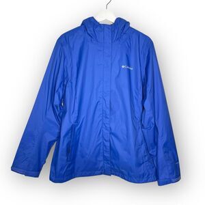 Columbia Arcadia II Rain Jacket Coat Blue Hooded Windbreaker Women’s Size XL